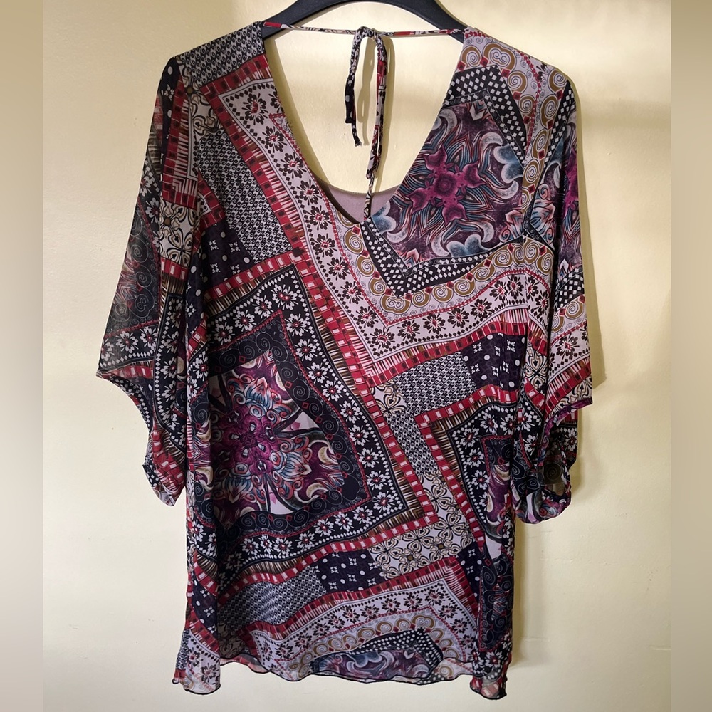 Final Touch Multicolor Patchwork Tunic Top - image 2